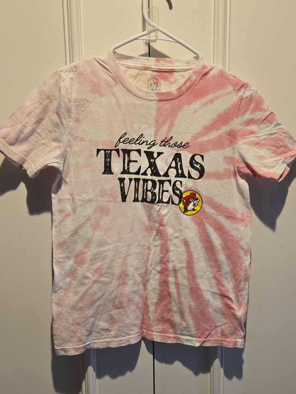 Kids Pink Tie-Dye "Texas Vibes" Short Sleeve Tee